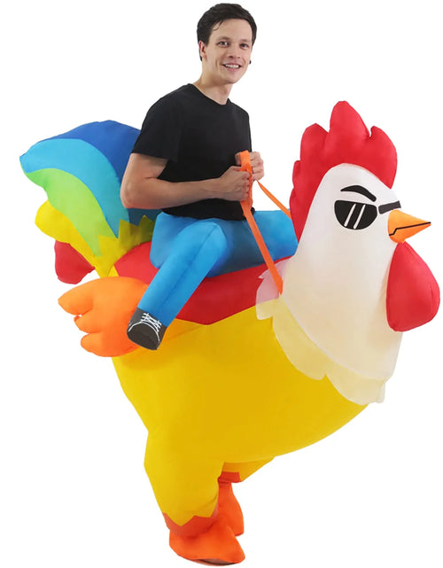 Load image into Gallery viewer, Inflatable Costume Riding Rooster, Blow up Ride on Chicken for Holiday/Festivals/Party
