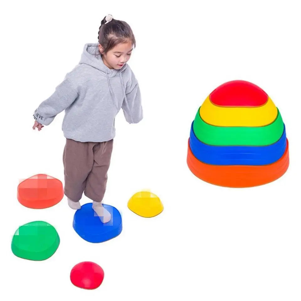 Balance Stepping Stones Set Obstacle Course for Kids Indoor and Outdoor Toy Improves Coordination and Strength Child Safe Rubber