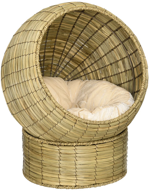 Load image into Gallery viewer, Elevated Cat Bed W/ Cat Egg Chair Shape, Raised Wicker Cat Bed
