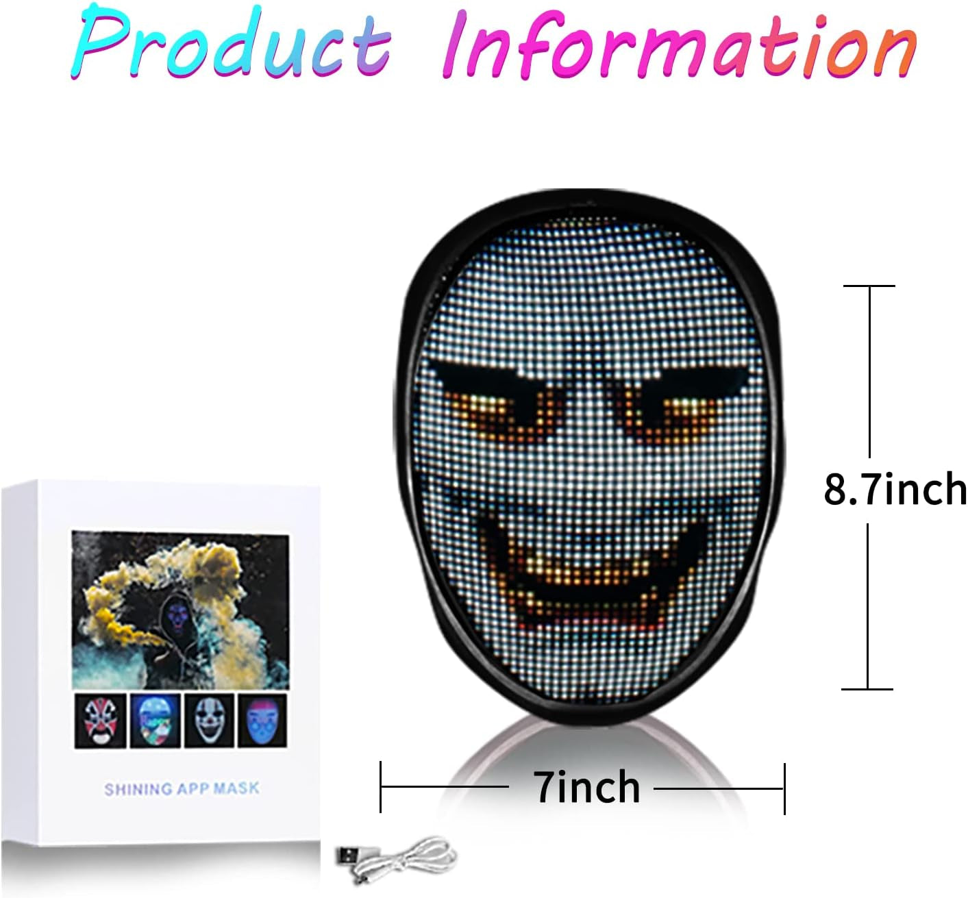 LED Mask with Face Transforming-Light up Programmable Mask,Cool Led Mask,Led Light up Screen Mask,Led Mad Mask