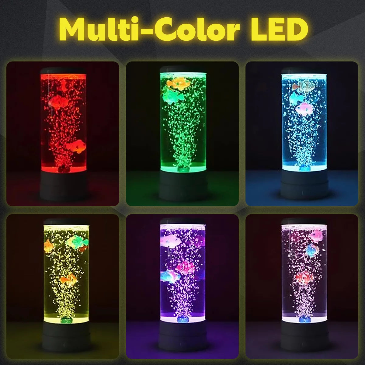 LED Fish Lamp round with Vibrant 6 Color Changing Light Effects. the Large Sensory Synthetic Jelly Fish Tank Aquarium Mood Lamp.Ideal Gift