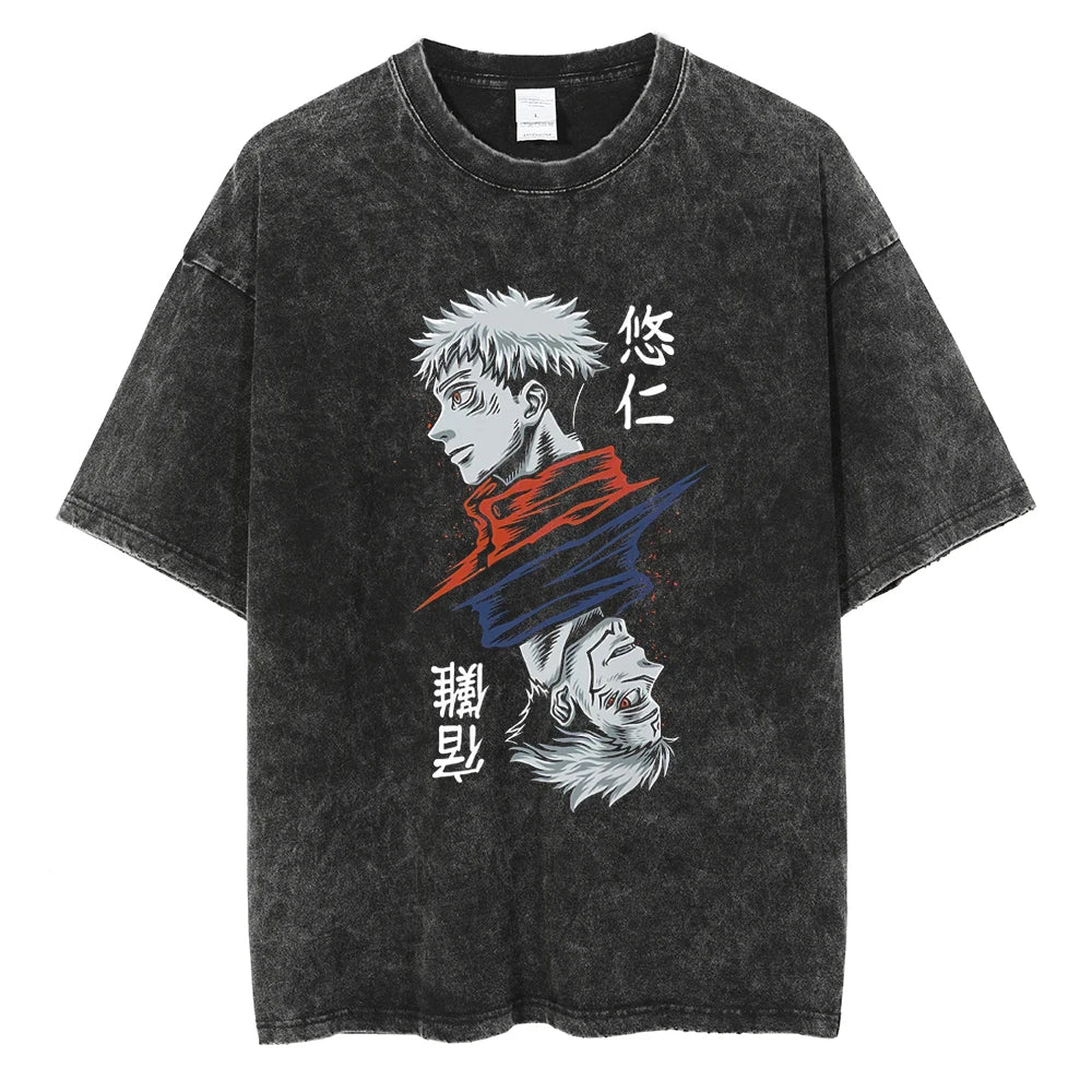 Vintage Oversize T Shirts Men Anime Graphic Print Tshirt Fashion Hip Hop Streetwear Clothing Summer Harajuku Casual T-Shirt