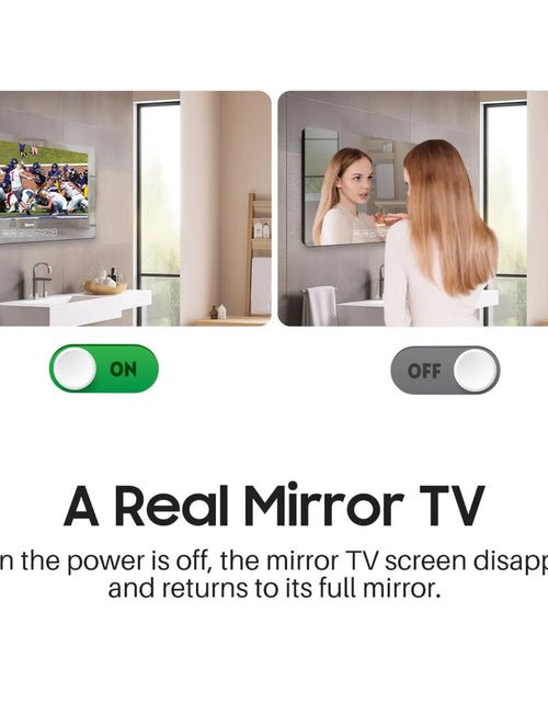 Load image into Gallery viewer, 19 Inch Bathroom TV, 1080P Smart Mirror TV Google System NTSC &amp; ATSC Tuner Support Wifi Bluetooth 500 Nits High Brightness, IP66 Waterproof TV for Bathroom Bathtub Hotel Shower Spa (Wall Mount)
