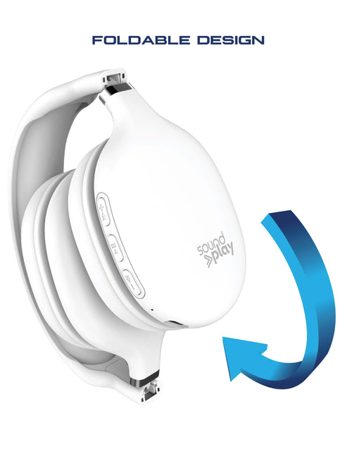 Load image into Gallery viewer, Foldable Wireless Headphones, Bluetooth Over-Ear Headset with Built-In Mic, White
