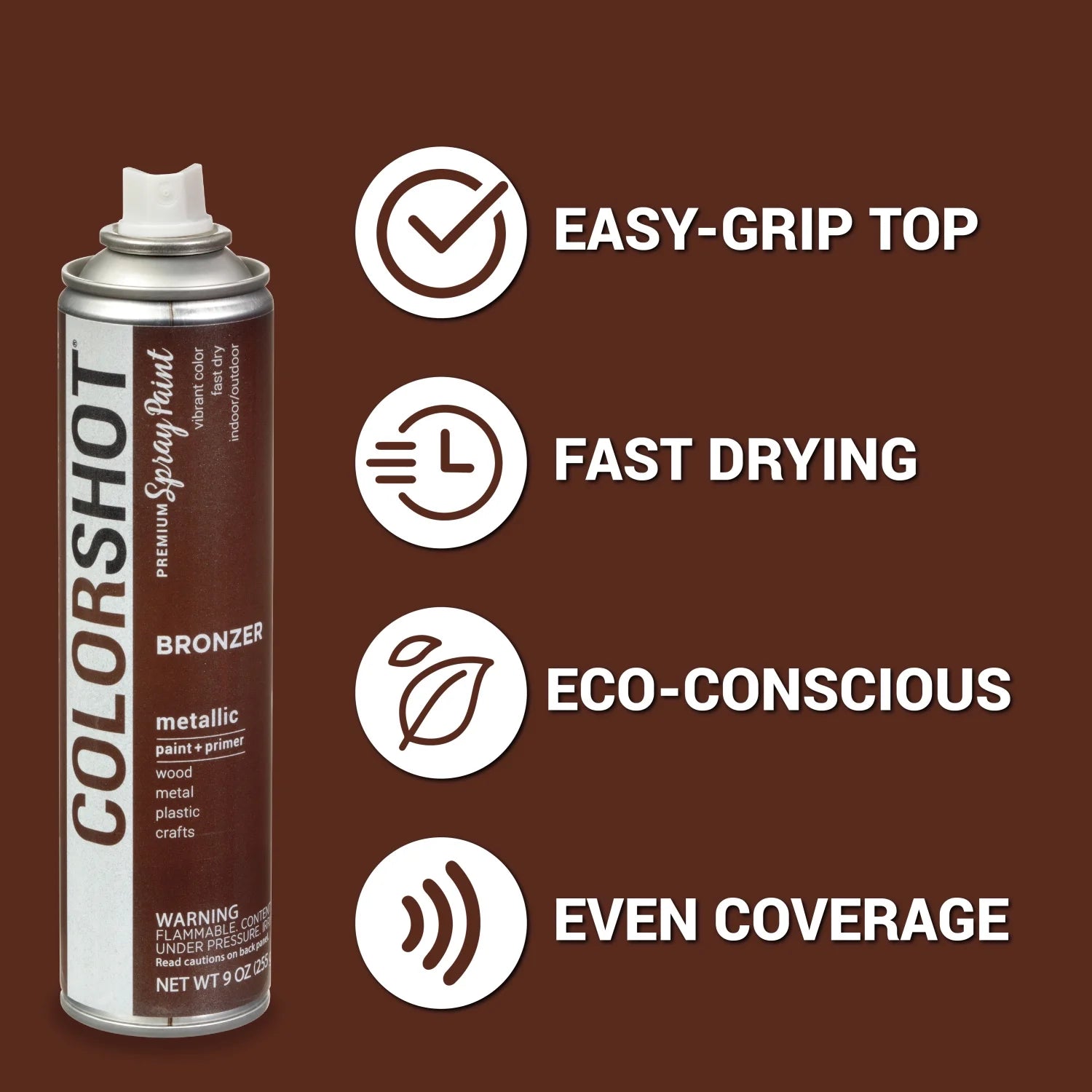 Premium Multi-Surface Metallic Bronzer Spray Paint - 9 Oz - Brown