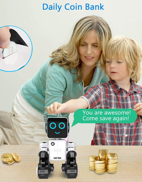 Load image into Gallery viewer, Rechargeable RC Robot Toy for Kids - Interactive Intelligent LED Light, Speaks, Dances, Built-In Coin Bank (White)
