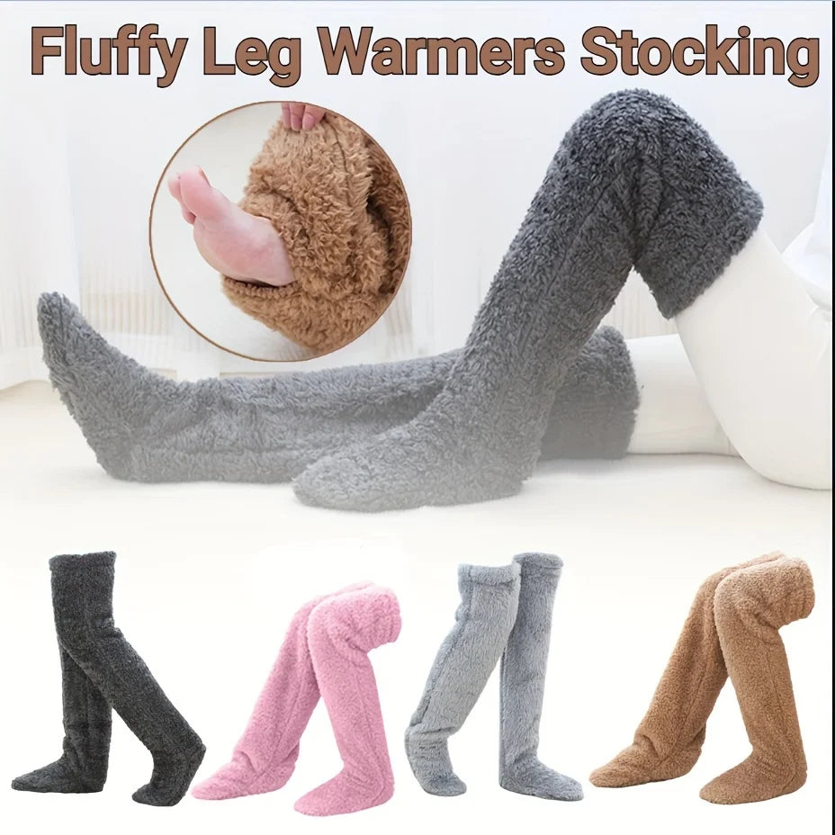 Leg Warmers Storing Winter Fluffy Warm Leg Cover Home over Knee Socks Thick Koolo Leg Warmers Bed Long Socks Warm Socks