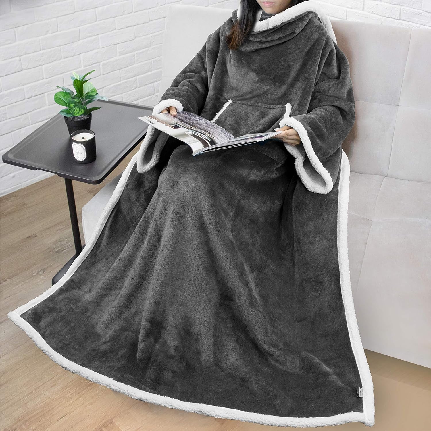 Premium Fleece Blanket with Sleeves | Warm, Cozy, Extra Soft, Functional, Lightweight