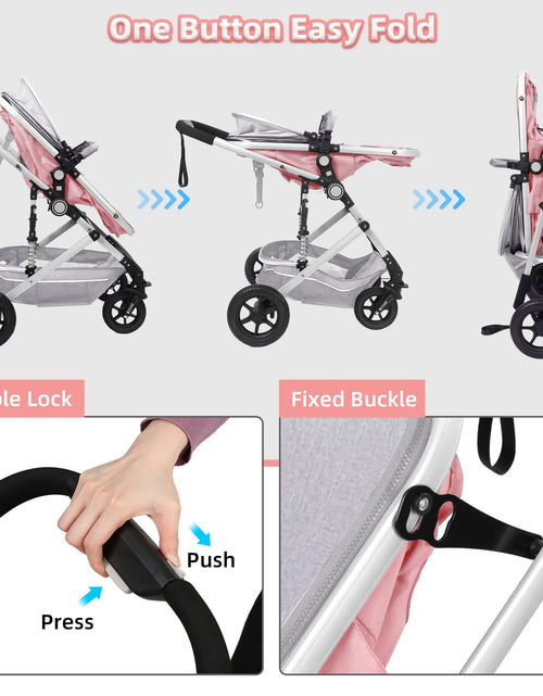 Load image into Gallery viewer, Baby Stroller, Foldable Baby Stroller Reversible Bassinet, Travel Stroller for Newborn Baby, Khaki
