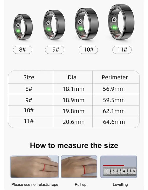 Load image into Gallery viewer, Smart Ring Fitness Heart Rate Tracker Titanium Steel Shell IP68&amp;3ATM Waterproof Multi-Sport Modes Sleep Monitoring Rings
