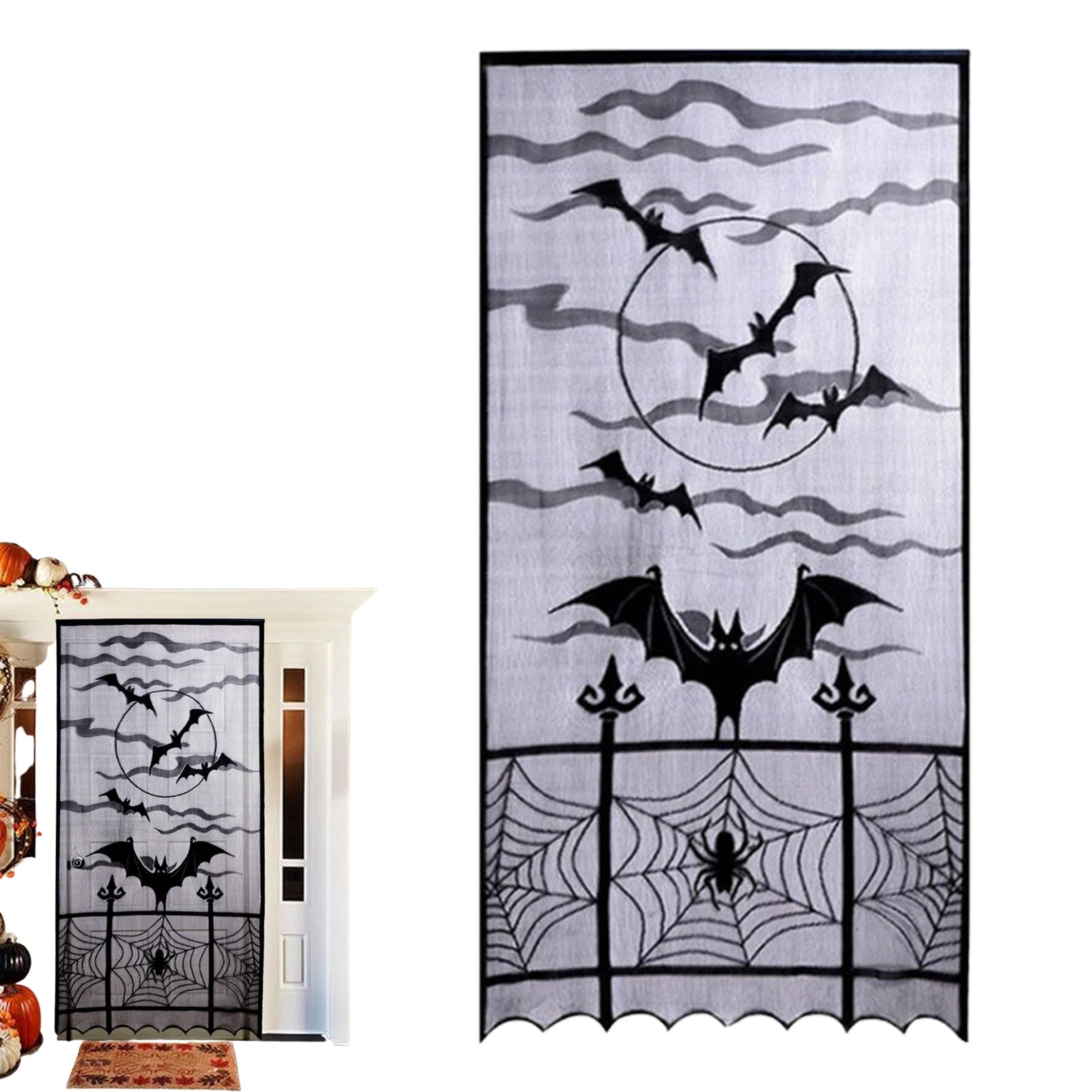 Halloween Decorative Curtains Halloween Window Curtains Black Lace Halloween Lampshade Cloth Decor Halloween Party Decoration