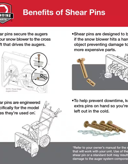 Load image into Gallery viewer, Original Equipment Shear Pins for All 2-Stage Snow Blowers (Set of 4)
