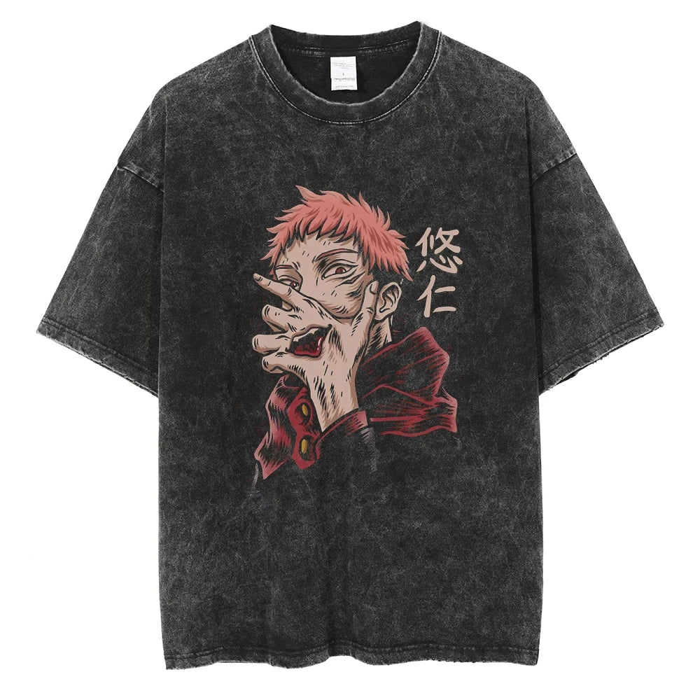 Vintage Oversize T Shirts Men Anime Graphic Print Tshirt Fashion Hip Hop Streetwear Clothing Summer Harajuku Casual T-Shirt