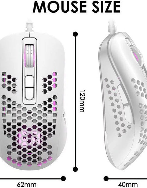 Load image into Gallery viewer, Mini Ultralight Wired Gaming Mouse,4 Kinds RGB Backlit,4 Levels Adjustable,Lightweight Honeycomb Shell Mice for PC Gamers,Xbox,Ps4(White)
