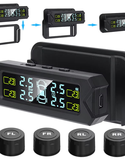 Load image into Gallery viewer, Auto Tire Pressure Monitoring System Digital Display External TPMS Real-Time Alarm System with Sensors 6Bar Safety Warning
