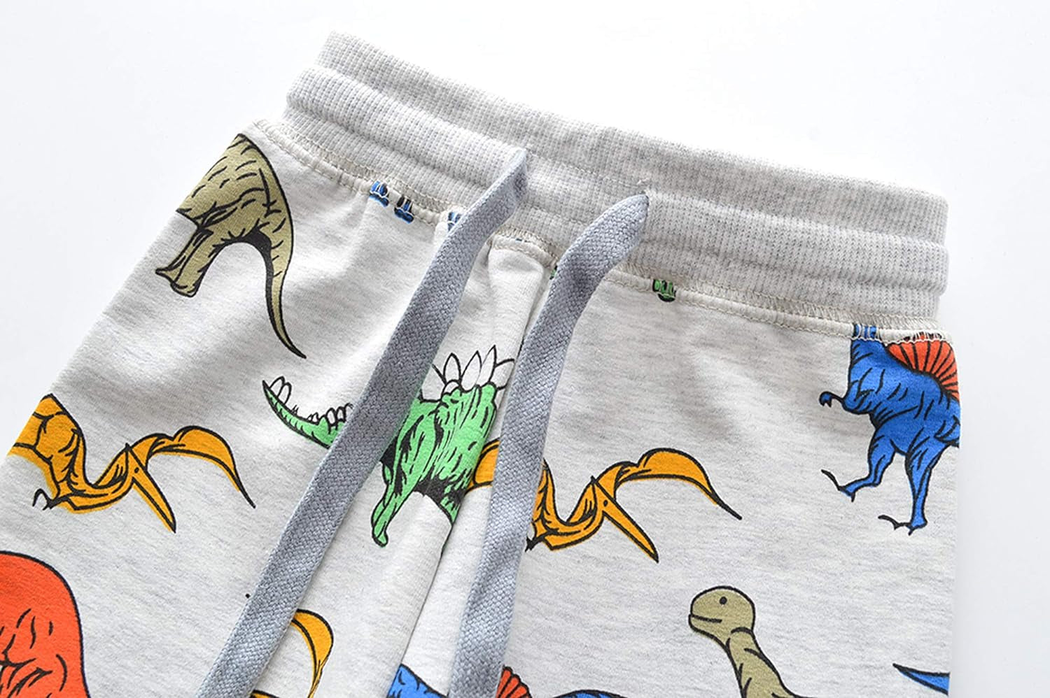 Boys Cartoon Print Dinosaur Monkey Pattern Cotton Pants Drawstring Elastic Sweatpants