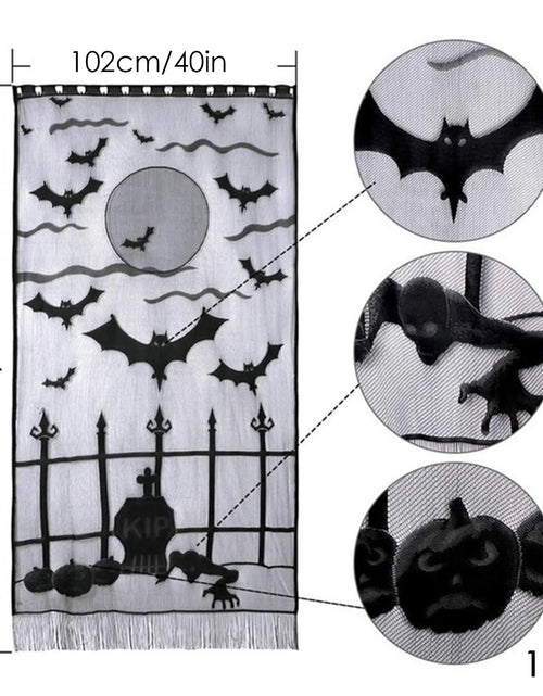 Load image into Gallery viewer, Halloween Decorative Curtains Halloween Window Curtains Black Lace Halloween Lampshade Cloth Decor Halloween Party Decoration
