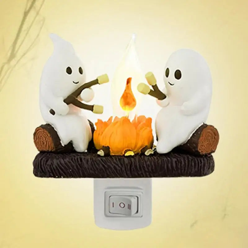 New Fashionable Ghost Campfire Nightlight Ghost Campfire Flickering Plug in Night Light Halloween Ghost Pumpkin Night Light