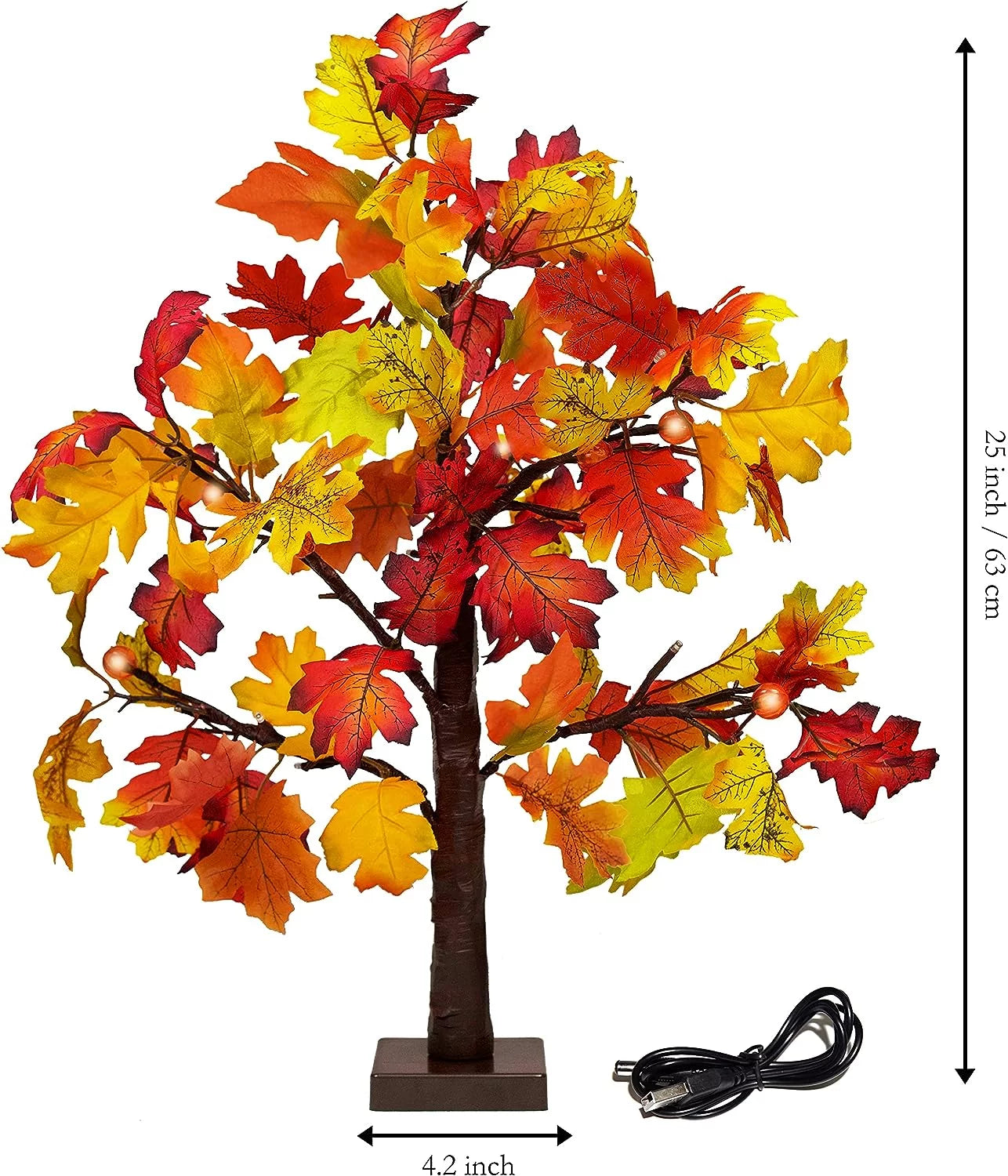 25" Artificial Autumn Light Maple Tree 24 LED Table Lights Battery Wedding Party Fall Decorations for Home Thanksgiving