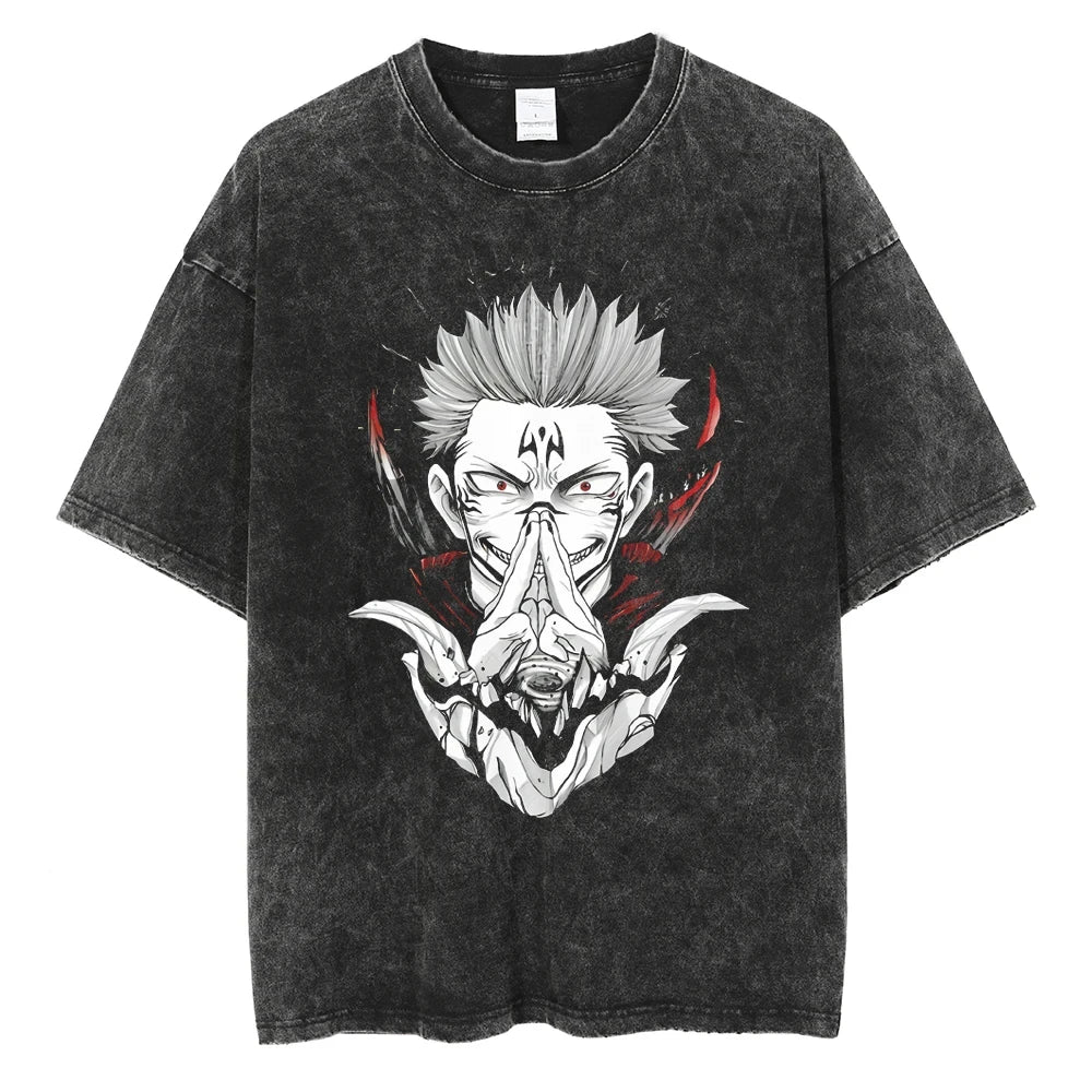 Vintage Oversize T Shirts Men Anime Graphic Print Tshirt Fashion Hip Hop Streetwear Clothing Summer Harajuku Casual T-Shirt