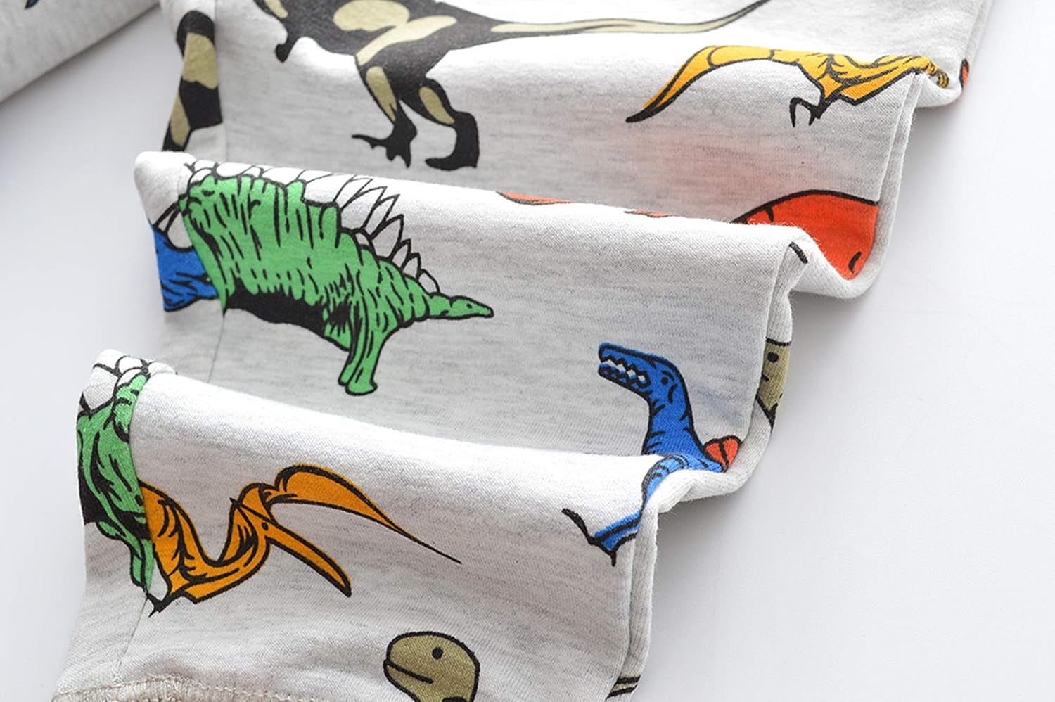 Boys Cartoon Print Dinosaur Monkey Pattern Cotton Pants Drawstring Elastic Sweatpants