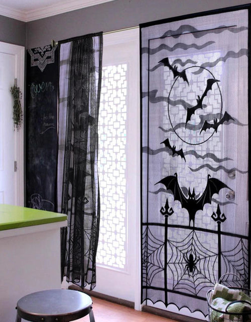 Load image into Gallery viewer, Halloween Decorative Curtains Halloween Window Curtains Black Lace Halloween Lampshade Cloth Decor Halloween Party Decoration
