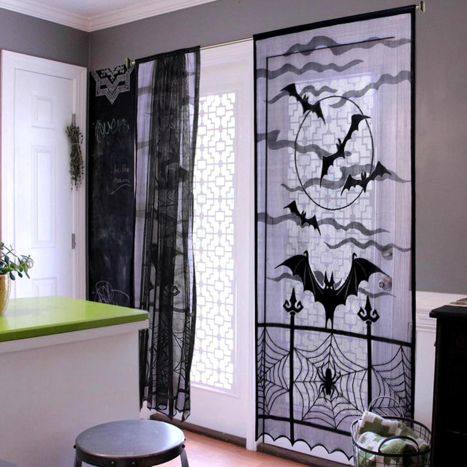 Halloween Decorative Curtains Halloween Window Curtains Black Lace Halloween Lampshade Cloth Decor Halloween Party Decoration